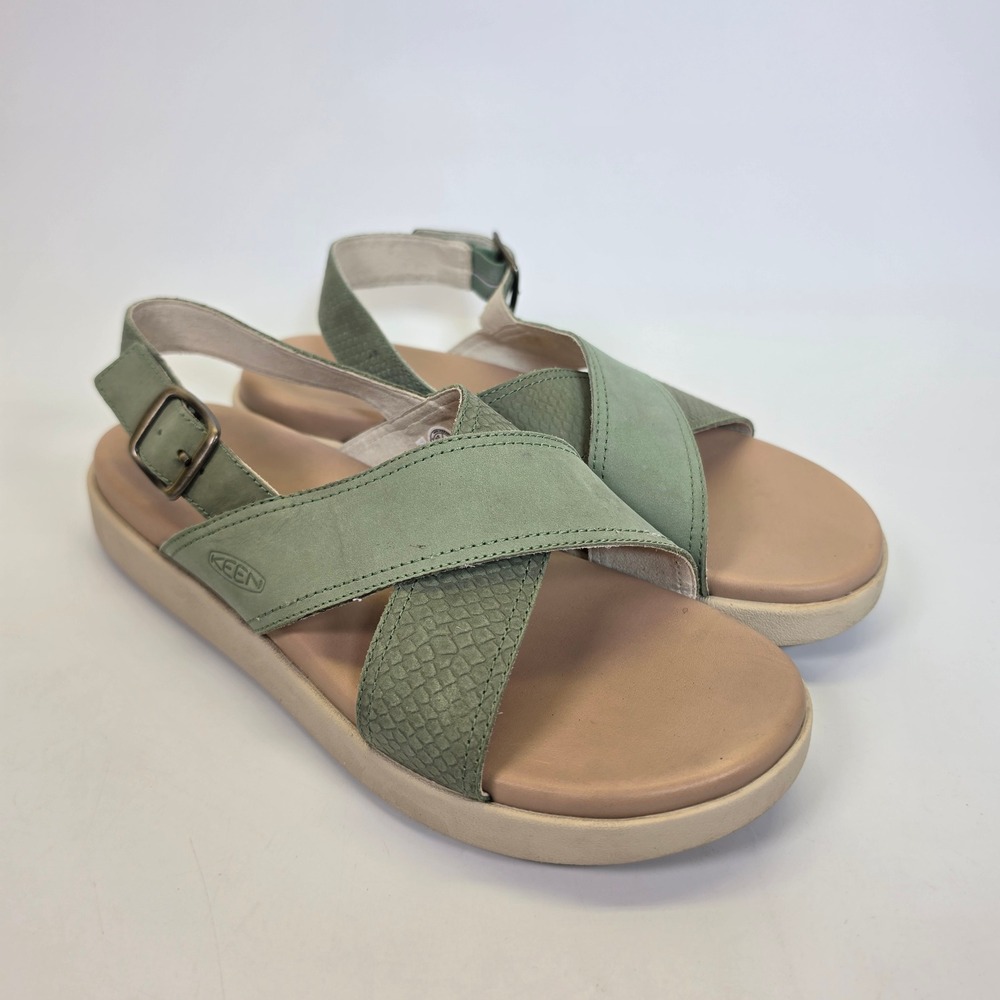 KEEN Elle Luxe Cross Strap Sandals Women's 10‎ Green Leather Slingback Shoes